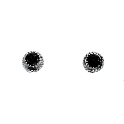 Navajo Sterling Silver Onyx Post Earrings SX10088
